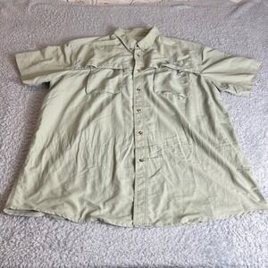 LL Bean Mens XXL Tall Fishing Shirt Sage Green Short Sleeve Vented Button Down